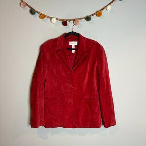 Vtg Liz Claiborne red suede leather jacket